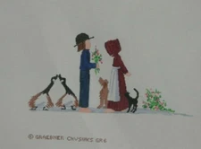 Hand Painted Dianne Grabner Needlepoint Canvas 18 Mesh