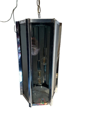 Frederick Ramond Mid Century Smoked Glass & Chrome  Swag /  Pendant / chandelier
