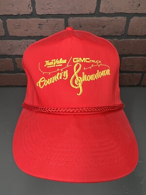 GMC Truck True Value Country Showdown Red SnapBack Truckers Cap Vtg