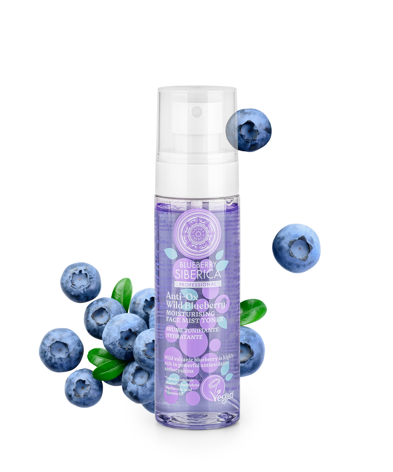 Anti-OX Wild Blueberry. Moisturising face mist toner, 100 ml