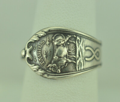 925 Sterling Silber Stier Sternzeichen April Geburtstag verstellbar Löffel Ring