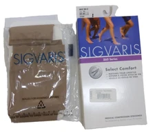 $87 NIP SIGVARIS M4 Knee Sock 863C Comfort Silicone 30-40mmHg Open Toe Unisex