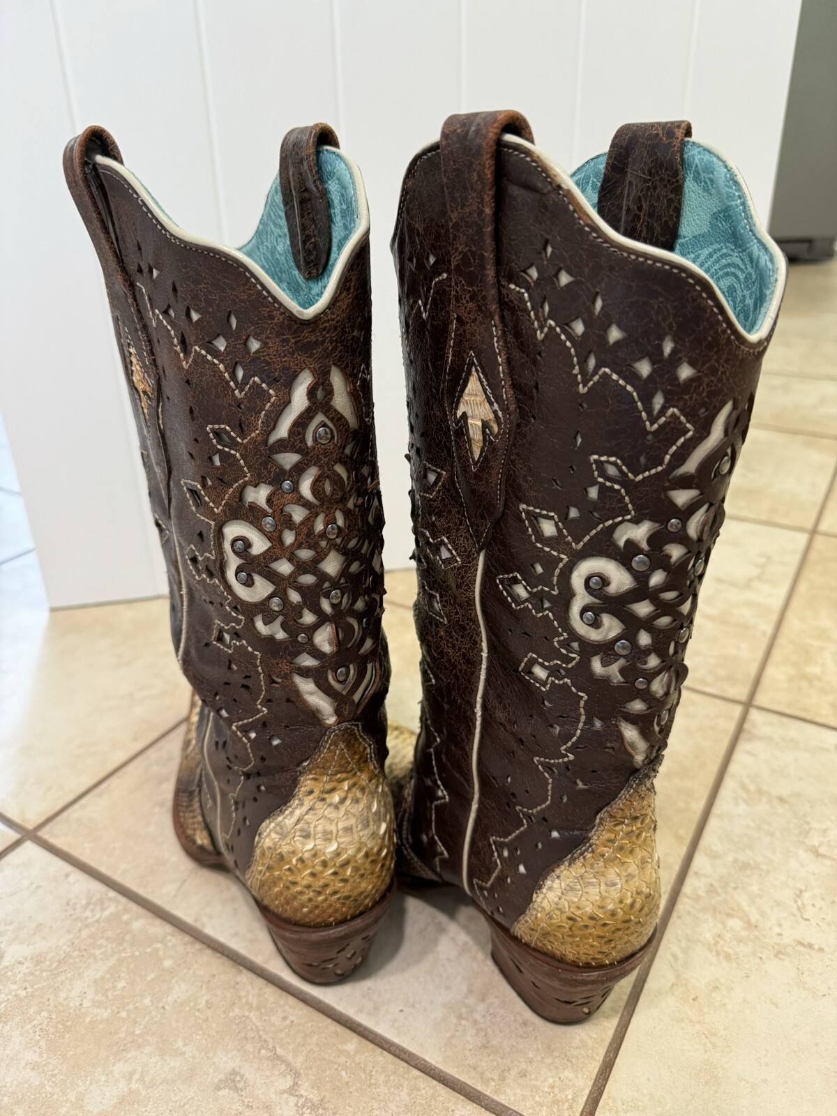 Corral Boots Genuine Python Snake Leather Western… - image 7