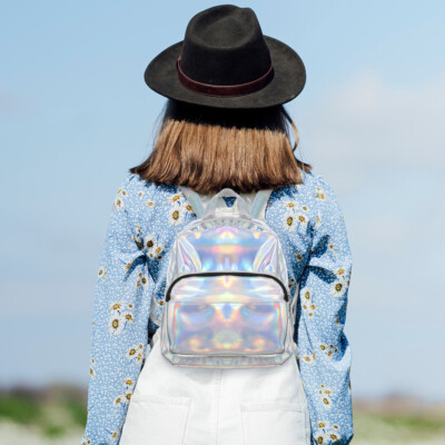 cute mini holographic backpacks Mini Backpack Girls Shiny Holographic Bag School Backpacks Child Women's