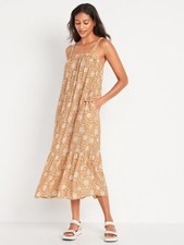 Old Navy Golden Yellow Swing Cutout Tank MIDI Dress Size Large