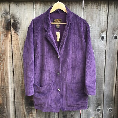 New nwt vintage Eddie Bauer purple corduroy blazer jacket womens small 