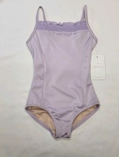 Capezio Camisole Leotard Lavender Adjustable Strap Front Ruffled Mesh Trim SZ SC