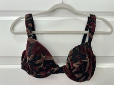 Vintage Victoria Secret Bralette Velvet Flower Pattern Size 36B