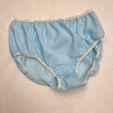 Vintage Blue Nylon Blend Panties w/White Elastic Size Mdium