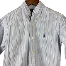 Polo Ralph Lauren Long Sleeve Button Up Shirt White Blue 100 Cotton Boys 14