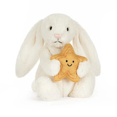 Jellycat Cream Bunny With Star Holding Golden Star 12.2 Inch Plush Toy