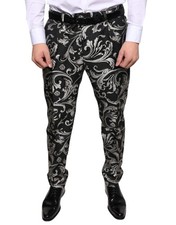Dolce & Gabbana Black Jacquard Skinny Dress Men's Pants Authentic