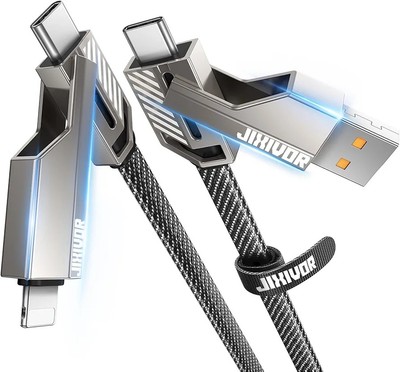 One is Enough]4-in-1 USB C to Light-ing Cable, 60W High-Speed Charging & Fast...