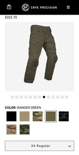 Crye Precision G4 Combat Pants Ranger Green Size 34R
