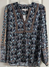 LOFT Multiple Color Blouse Top Tunic Shirt Long Sleeves Size S NEW