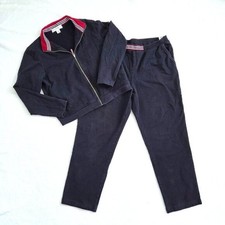 Y2K Stripe Track Jacket Pants Set Small Petite Navy Red Sporty Athleisure Vtg