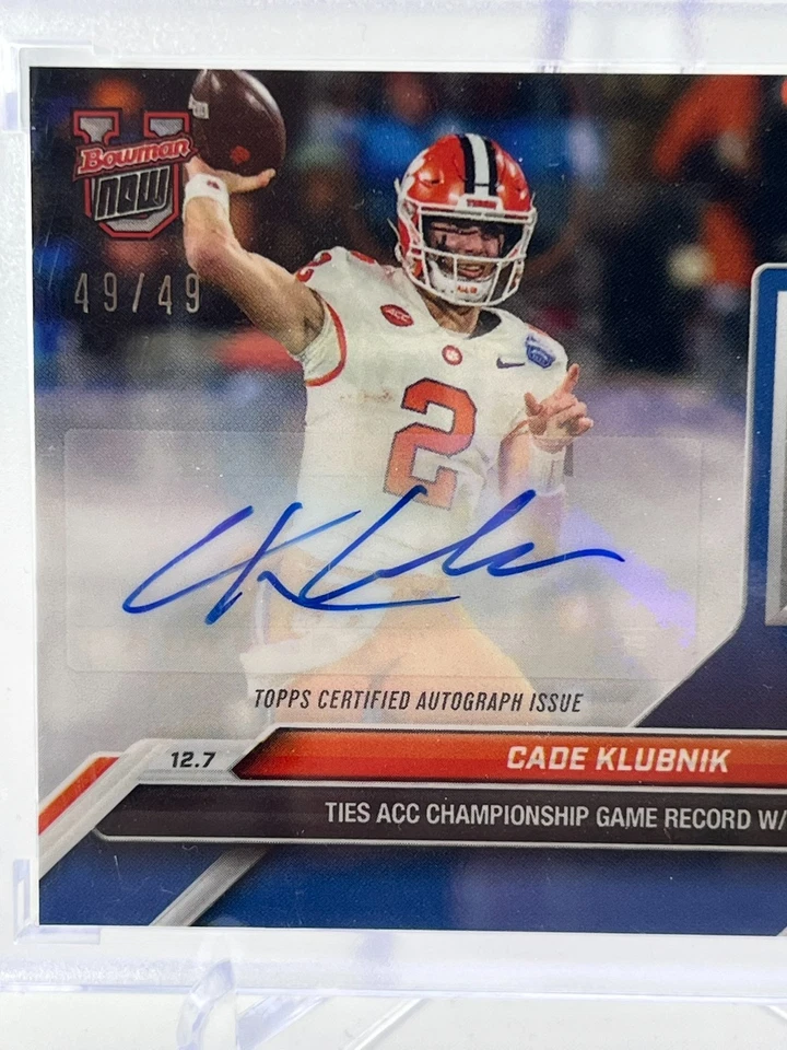 2024 Bowman U Now CADE KLUBNIK #57A Blue 49/49 Game Used Ball & Autograph Sealed - Image 3 of 4