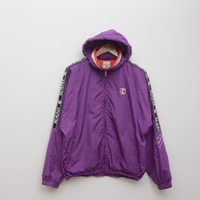 Karl Kani Retro Tape Track Jacket Purple Logo Hooded Zip Men s Size L Vintage