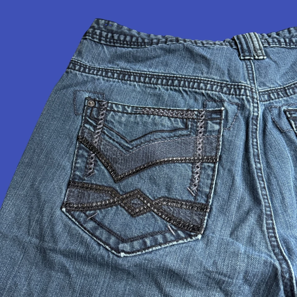 Shorts jeans Route 66 preto masculino tamanho 38 ajuste descontraído vintage algodão Y2K - Imagem 2 de 4