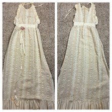 VTG 70s Charm of Hollywood Lace Ruffle Prairie Cottage Core Maxi Dress Sz 7/8