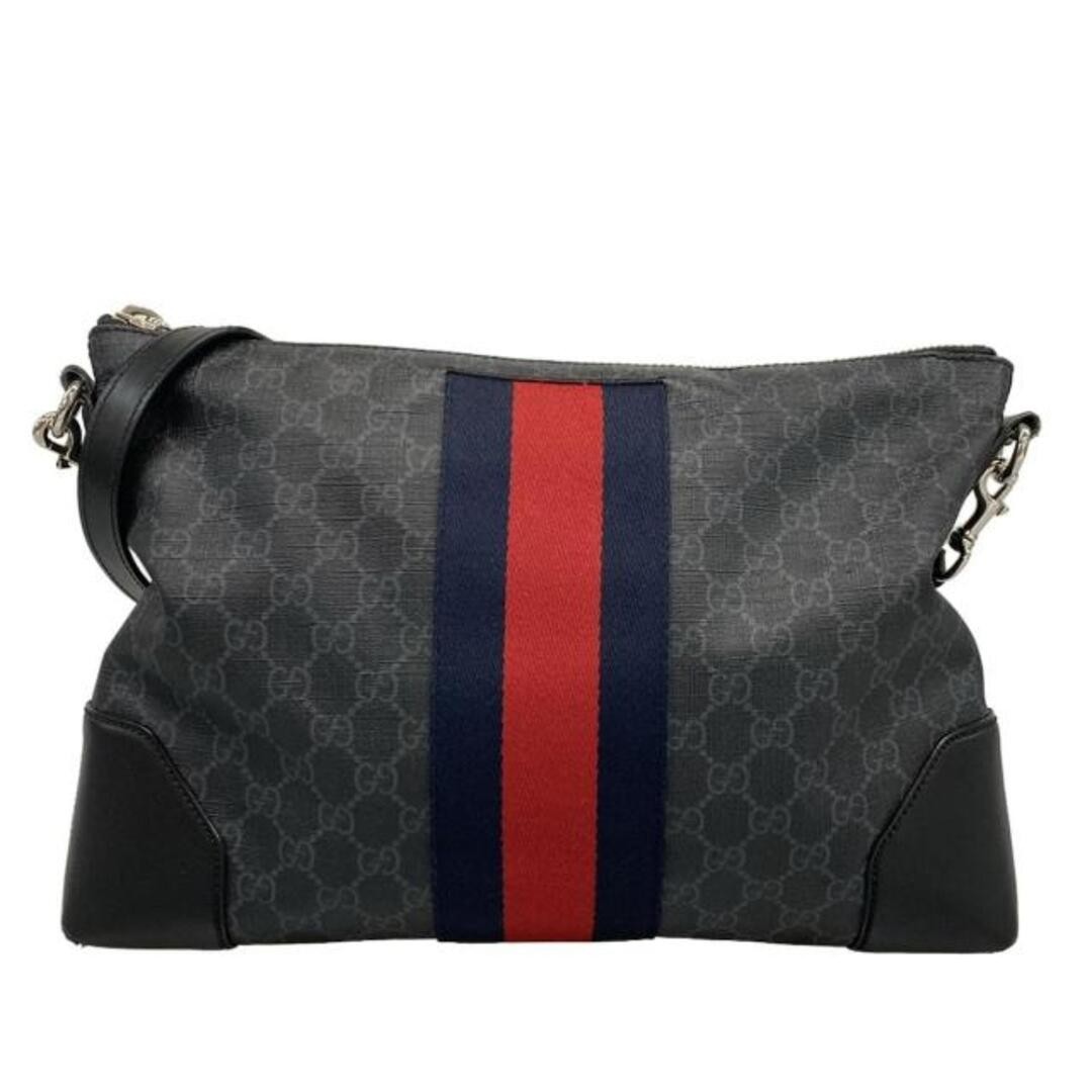 GUCCI GG Supreme Canvas Shoulder Bag Used Black/Navy 474139