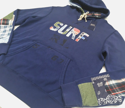 Polo Ralph Lauren Patchwork Repaired Hippie Distressed Fleece Sweatshirt Hoodie