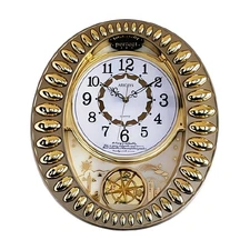 19"H Golden Color Elegant Decorative Wall Clock