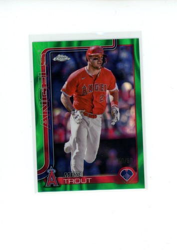 2025 Topps Chrome Mike Trout #100 Green Lava Refractor 60/99