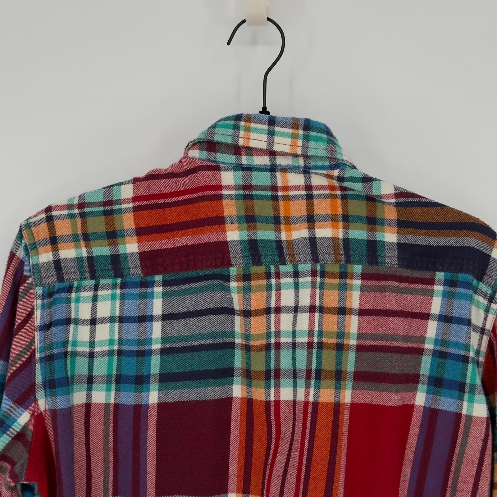 American Eagle Multicolor Patchwork Plaid Button … - image 4