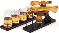 Gifts for Men Dad, Whiskey Decanter Set for Men, Gun Decanter Set with 4 Bull...