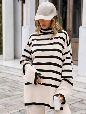 Women One Size Knit Jumper Wide Leg Trousers Loungewear 2pcs