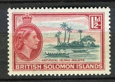 BRITISH SOLOMONS; 1956 early QEII Pictorial issue fine MINT MNH Unmounted 1.5d.