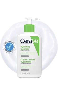 CeraVe Feuchtigkeitsspendender Reiniger für normale bis trockene Haut 236 ml Größe mit Hyaluronsäure