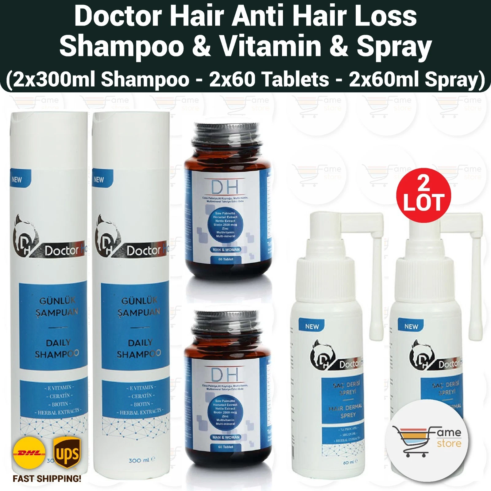 Doctor Hair Anti Hair Loss Set (Shampoo + Hair Vitamin + Spray) - 2 LOT