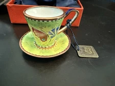 Rare Charlotte Di Vita Collectible Mini Cup and Saucer SECRET GARDEN I