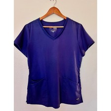 Grey's Anatomy Scrub Top Medium Navy Spandex Barco Medical Uniform V Neck