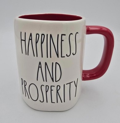 Rae Dunn White and Red Happiness and Prosperity Chinese New Year Mug
