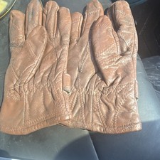 Brown Leather Wrist Length Men's Gloves Solid Pattern