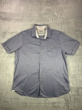 Ted Baker London Shirt Mens 6 XL Blue Short Sleeve Button Up Micro Dot Print