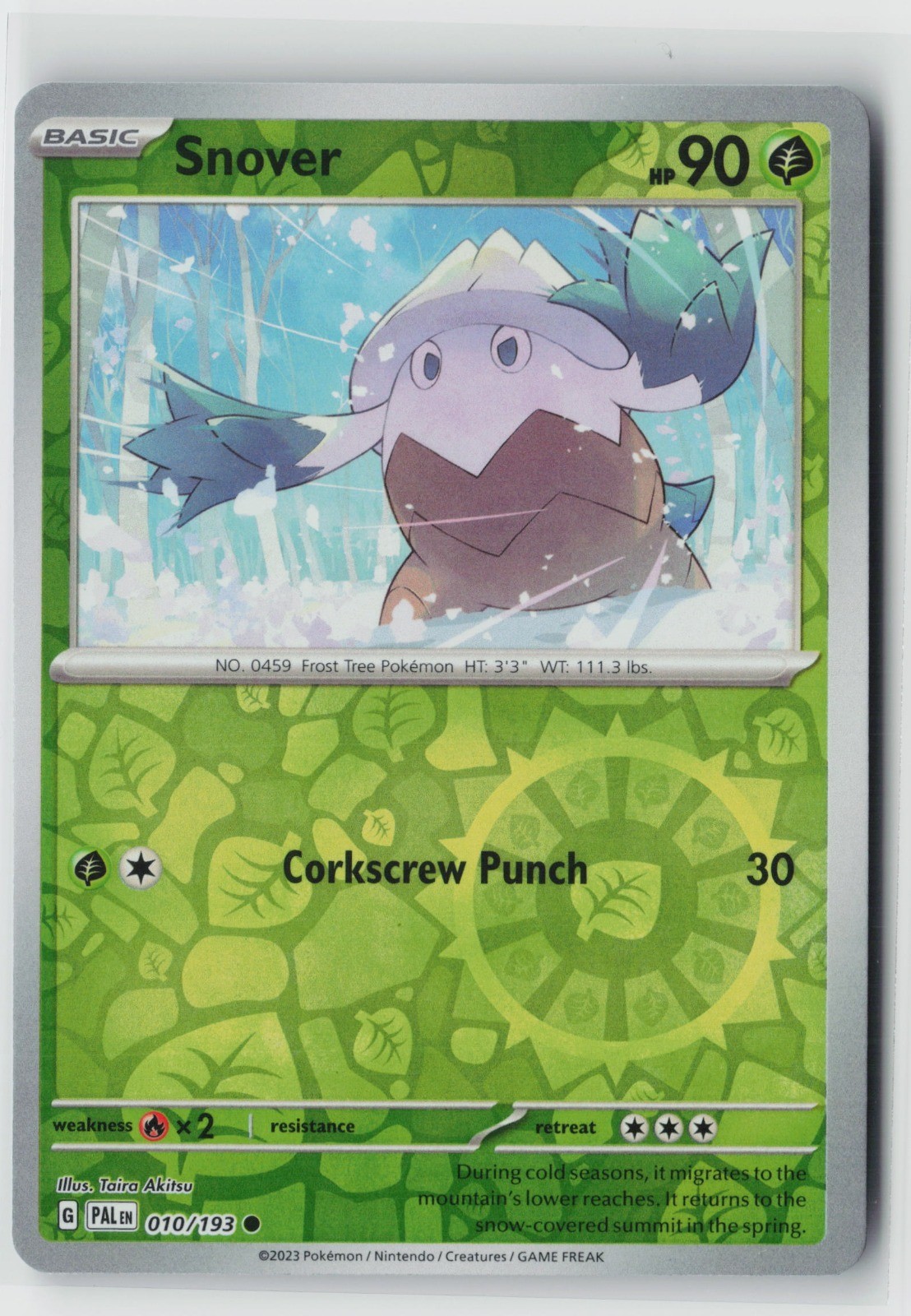 Snover 010/193 Reverse Holo Common SV02: Paldea Evolved NM