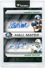 Terrell Davis and Jason Taylor Signed 2025 Panini Black Hall #HMD-TDJT 6/10 Card