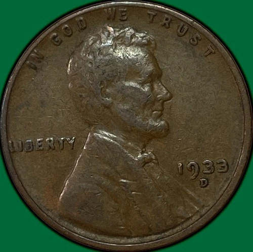 1933-D Lincoln Wheat Cent Very Fine VF Coin #36967