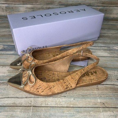 Aerosoles Slingback Flat Donna Cork Shoe Ballet Size 7 Brown