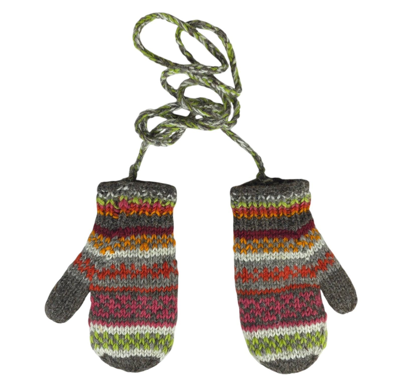Pachamama Womens Wool Hand Knit Fair Isle Pattern Fleece Lined Mittens One Size image 5