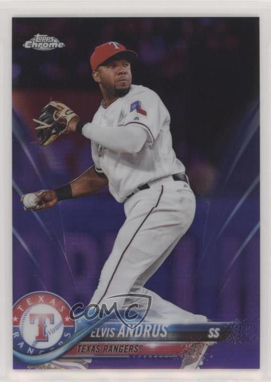 2018 Topps Chrome Purple Refractor 278/299 Elvis Andrus #130 yf0