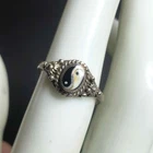 7655 Vintage Sterling 925 Yin Yang inlay sz 6 Ring 1.7 gram