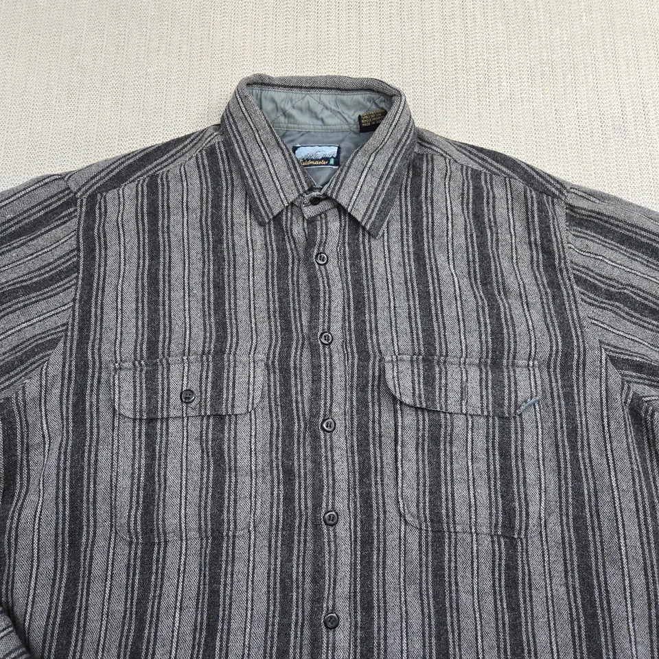 Camisa Fieldmaster De Colección Para Hombre Grande Gris Negra Mezcla de Lana Abotonada Western Años 90 Foto 3 de 4
