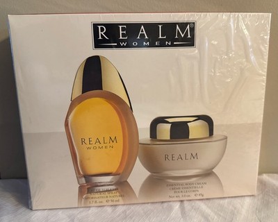 NEW Realm Women Eau De Toillete Spray 1.7 fl. oz.  & Essential Body Cream 3 oz.