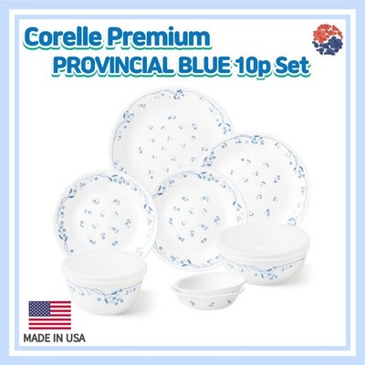 Corelle Premium Provincial Blue 10p Set Plate,Bowl,Kitchen, USA, Dining Sets