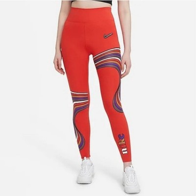 NWOT Nike One Luxe Women's High Waisted Printed Vibrant Red Leggings Size Small